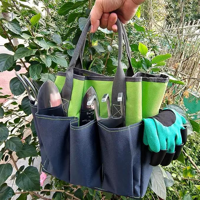41-Piece Premium Gardening Tool Set, Stainless Steel Heavy Duty Gardening Tool Kit, with Non-Slip Rubber Grip, Storage Tote Bag, Outdoor Hand Tools, Ideal Gardening Gifts for All (Green/Grey) by GreenHaven Gardens