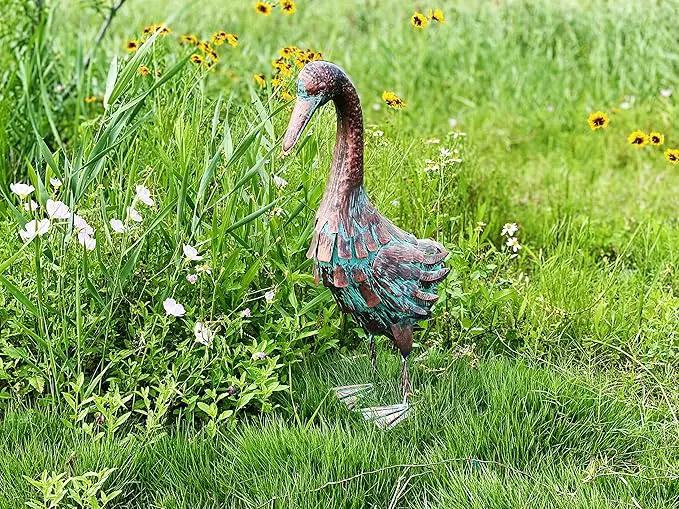 Garden Outdoor Statue Metal Duck Art Sculpture for Lawn, Farm and Patio - 25 Inches by GreenHaven Gardens
