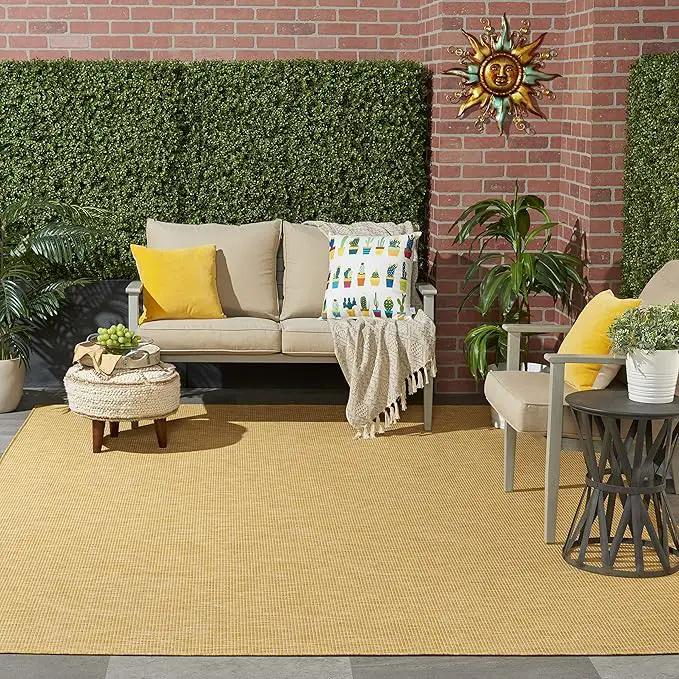 Nourison Positano Indoor/Outdoor Yellow 6' x Round Area Rug, Easy Cleaning, Non Shedding, Bed Room, Living Room, Dining Room, Backyard, Deck, Patio (6 Round) by GreenHaven Gardens