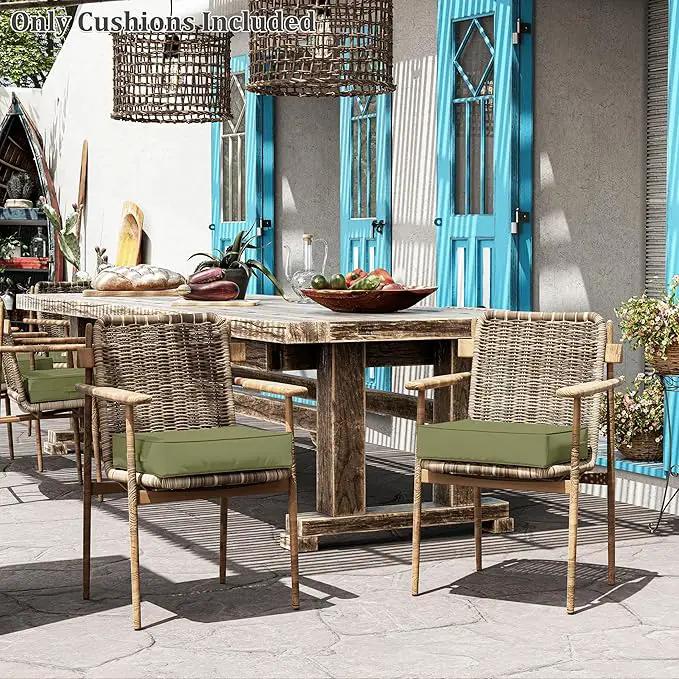 Patio Chair Cushions 18.5 X 16 X 4 Inch Waterproof Outdoor Seat Cushions for Patio Furniture, Outdoor Sofa Couch Pads with Ties & Handle, Set of 2, Light Green by GreenHaven Gardens