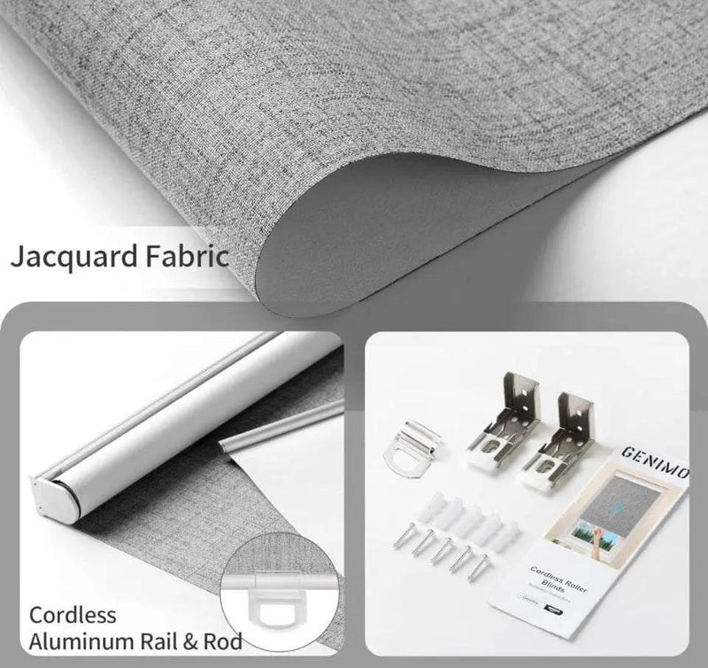 GENIMO 100% Blackout Roller Window Shades, Window Blinds Cordless with Thermal Insulated, UV Protection Fabric, Mini French Door Blinds for Home, Office by Selzalot