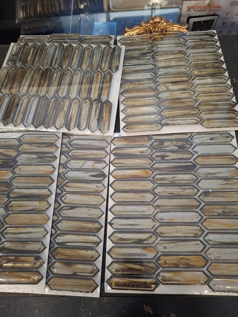 New Sealed Ivy Hill Tile Fargin Golden Crust Elongated Hexagon 12 in. x 10 in. x 7mm Polished Glass Mosaic Tile (0.82 sq. ft.) by Selzalot