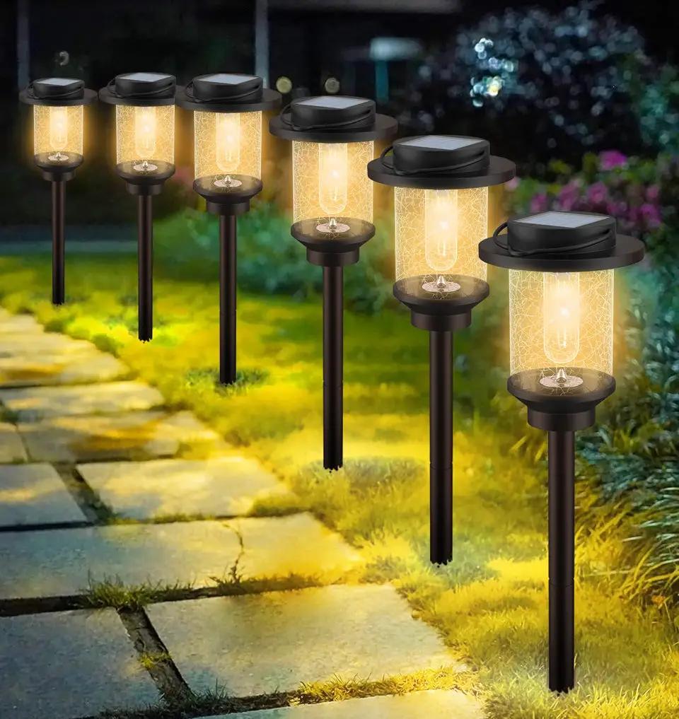 Open Box EVELYNSUN Solar Outdoor Lights Waterproof, Bright Solar Pathway Lights for Walkway Yard Backyard Lawn Patio Driveway Decorative(6 Pack) by Selzalot