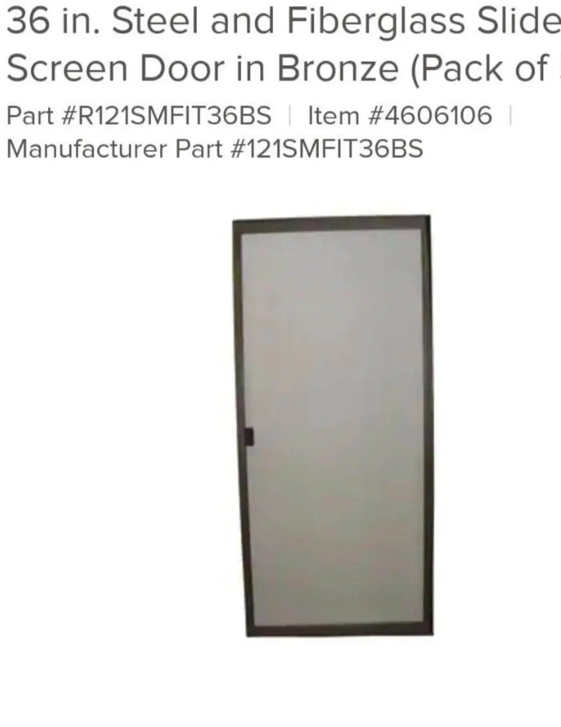 Ritescreen Adjustable Patio Screen Door' Bronze' 36X78 DELIVERY LAS VEGAS ONLY by Selzalot
