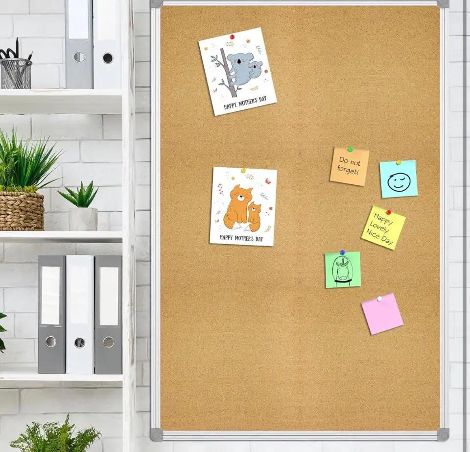 Lockways Cork Board Bulletin Board, Double Sided Corkboard 36" x 24", Wall-Mounted Aluminum Framed Message Presentation Notice Board 3 x 2 by Selzalot