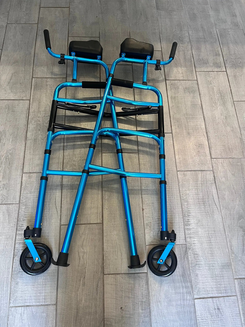 Pre-Assembled Foldable Platform Walker, Adjustable Walking Aid with 5" Wheels & Removable Padded Armrests, Folding Standard Walker for Senior, Elderly by Selzalot