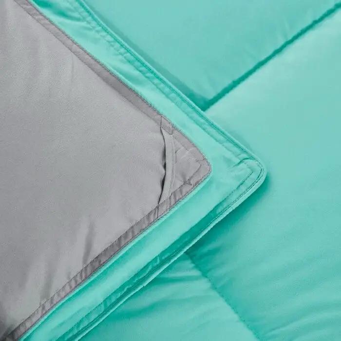 Twin/Twin XL Traditional Microfiber Reversible 3 Piece Comforter Set in Blue/Grey by HomePacific