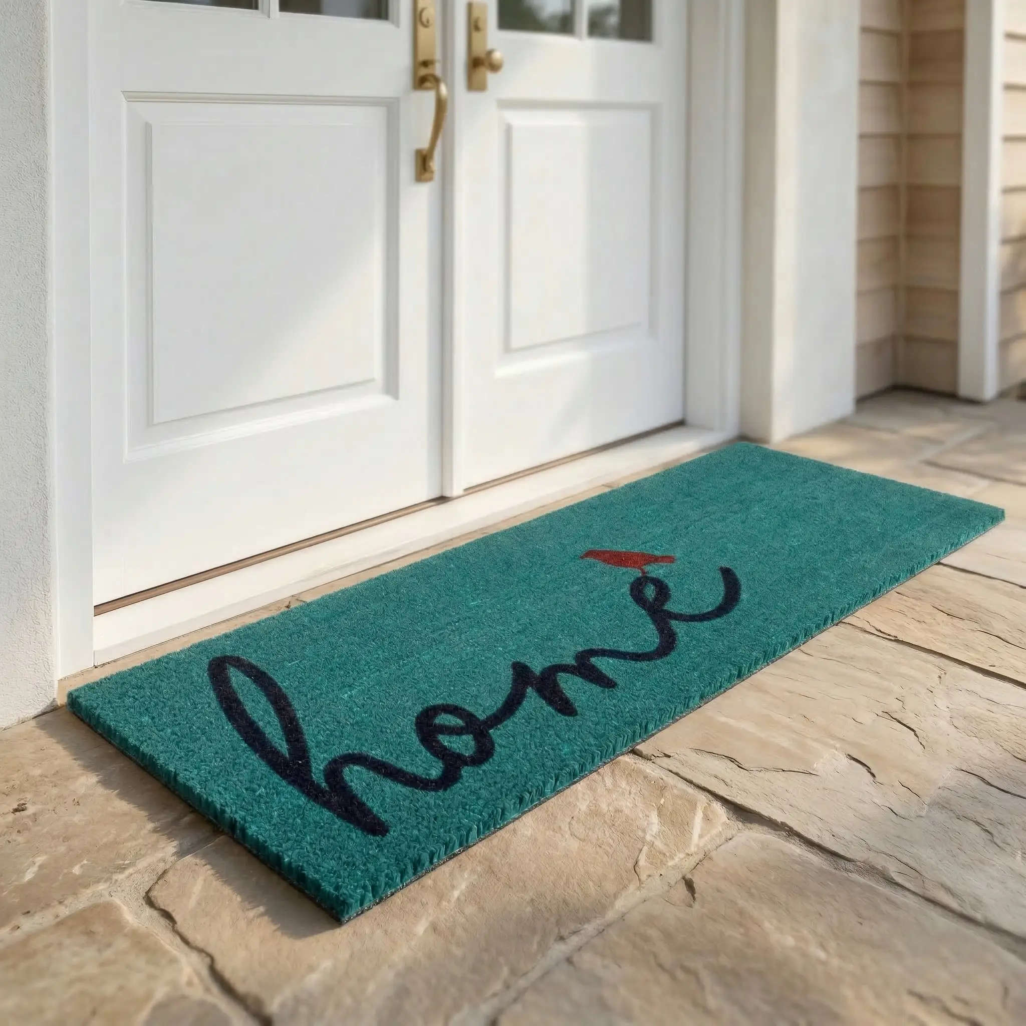A Bird Perched on Home Coir Doormat by Fab Habitat