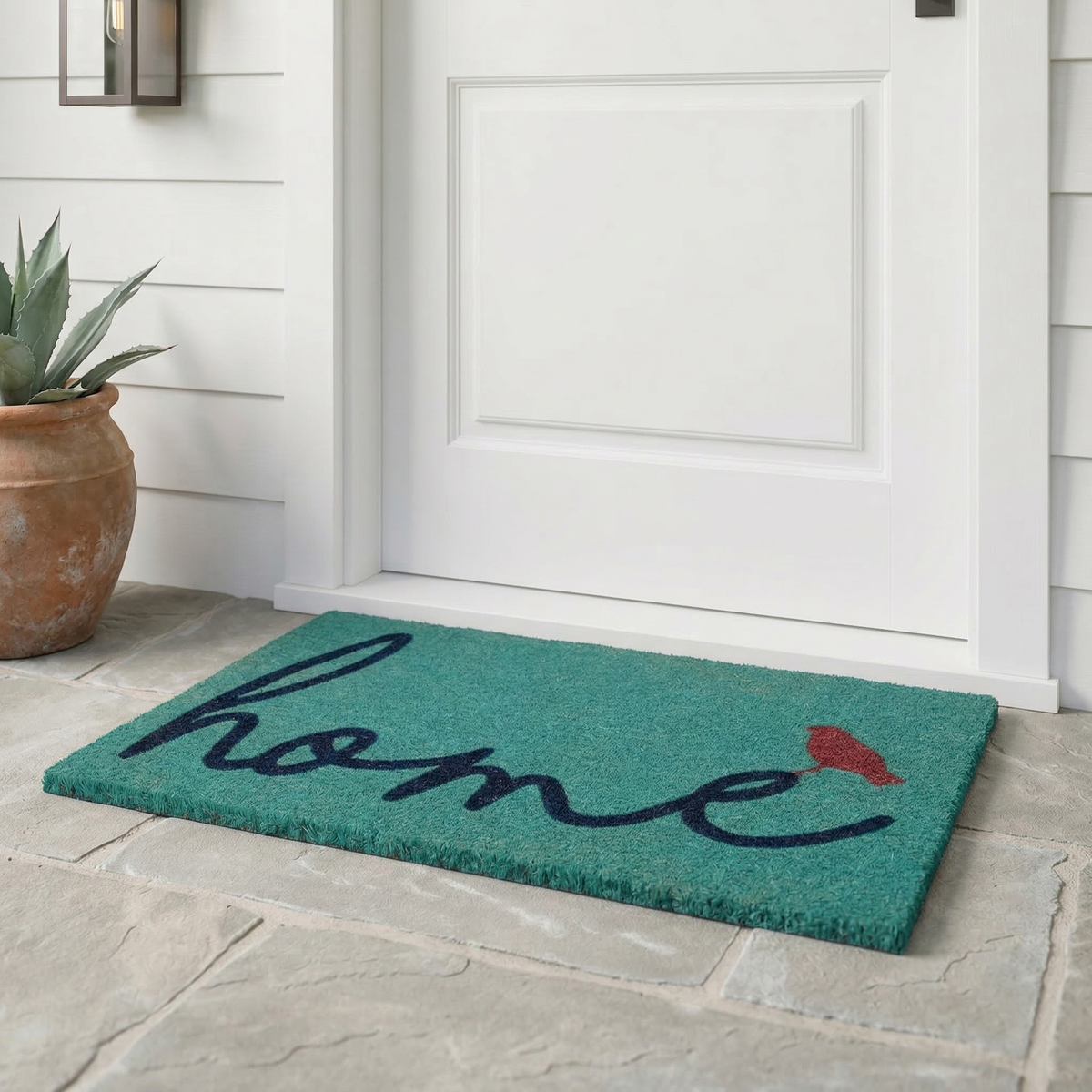 A Bird Perched on Home Coir Doormat, photo 12 of 21