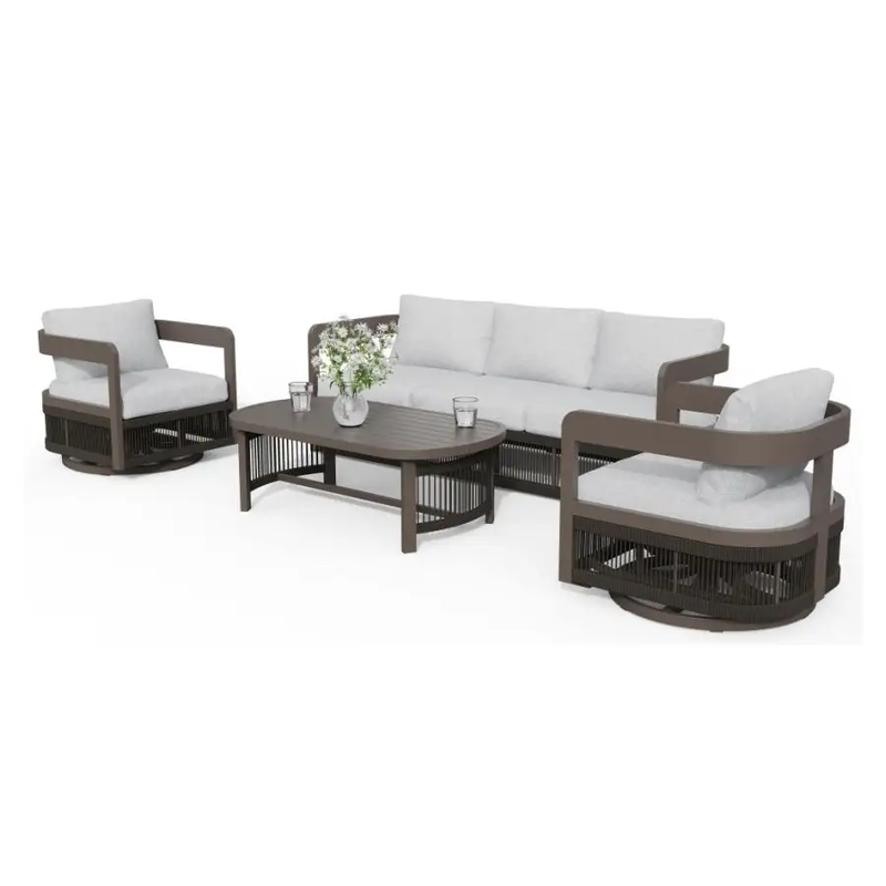 Acadia 4-Piece Aluminum Living Room Set With Swivel Chairs by Outdoor-USA®