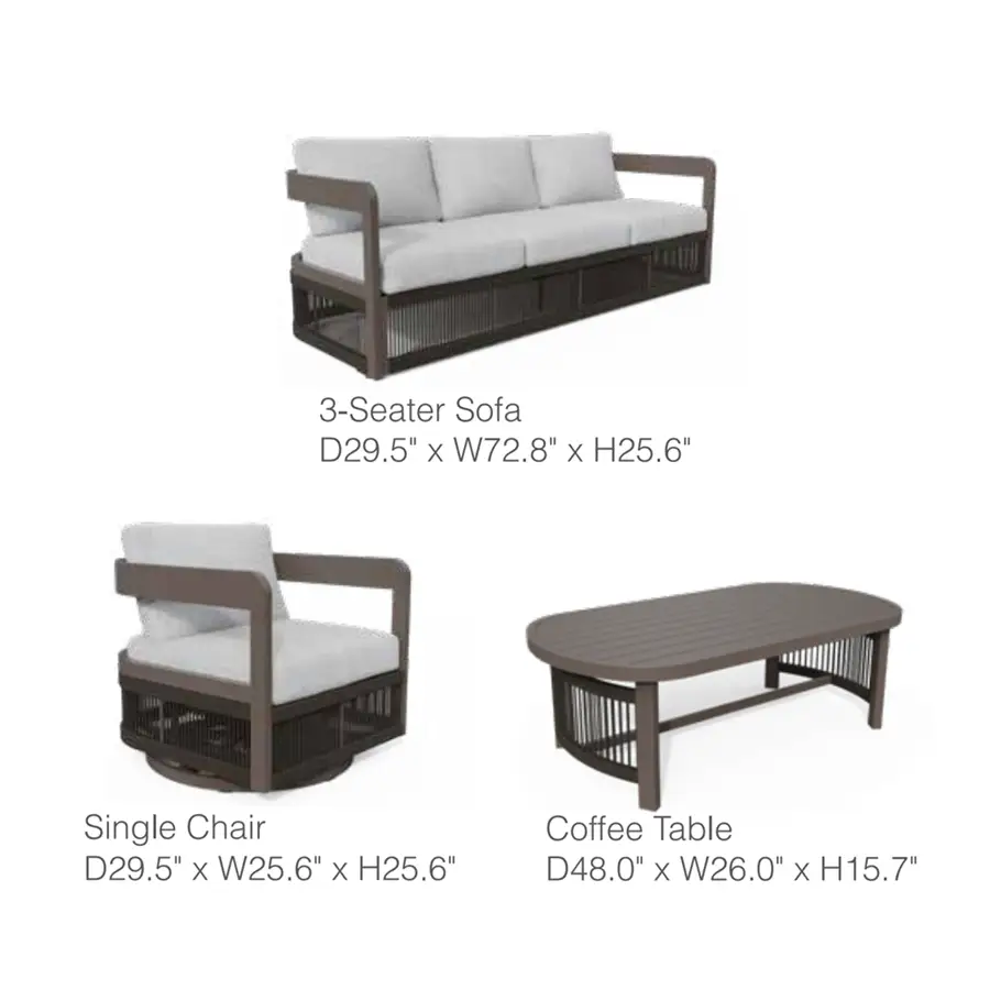 Acadia 4-Piece Aluminum Living Room Set With Swivel Chairs by Outdoor-USA®