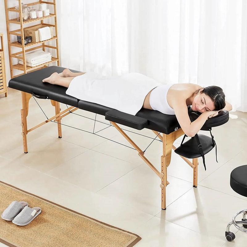 Black Adjustable Portable Massage Folding Table by HomePacific