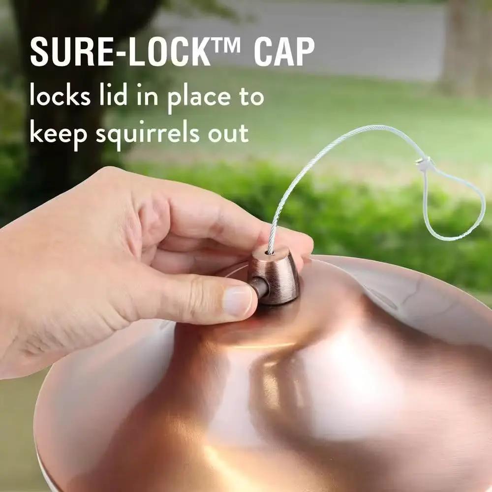 Copper Bird Feeder with Plastic Seed Reservoir Tube and Circular Perch by HomePacific