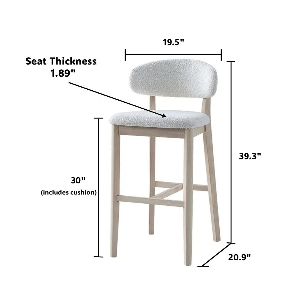 ACTU Bar Stools Set of 2, 30” Upholstered Bar Height Stools, Solid Wood, Mid-Century Modern by ACTU FURNITURE