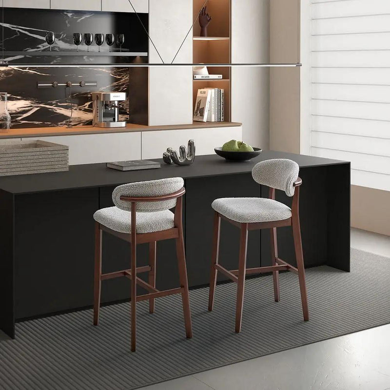 ACTU Bar Stools Set of 2, 30” Upholstered Bar Height Stools, Solid Wood, Mid-Century Modern by ACTU FURNITURE