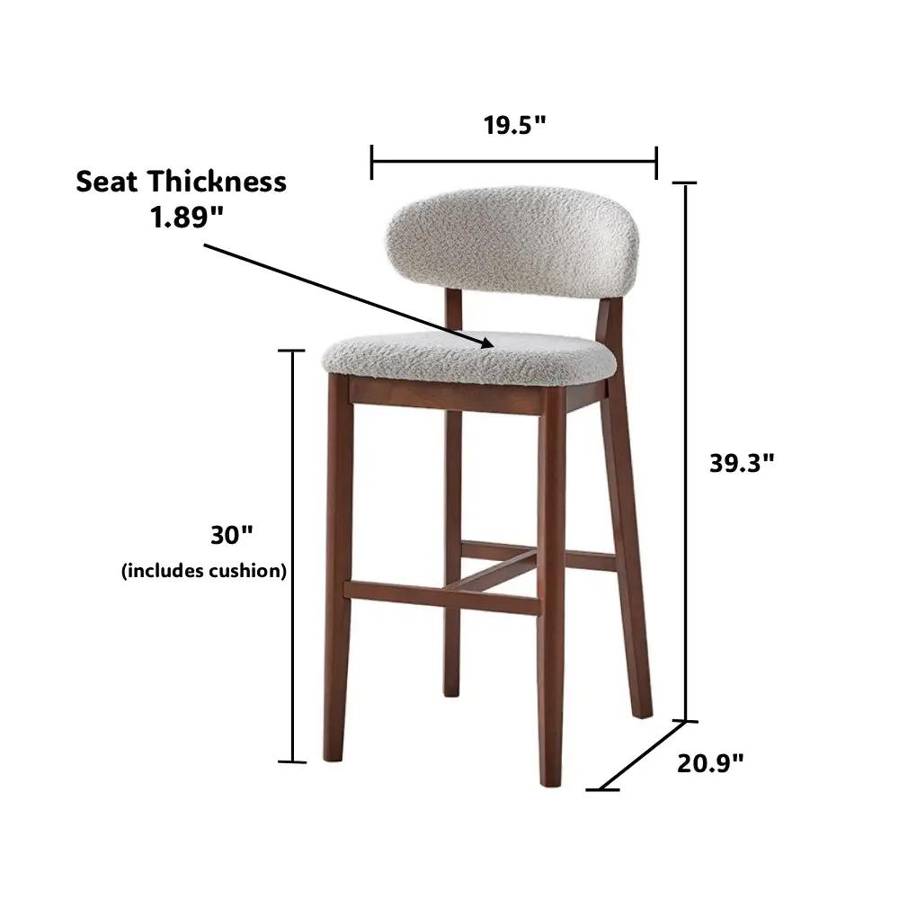 ACTU Bar Stools Set of 2, 30” Upholstered Bar Height Stools, Solid Wood, Mid-Century Modern by ACTU FURNITURE