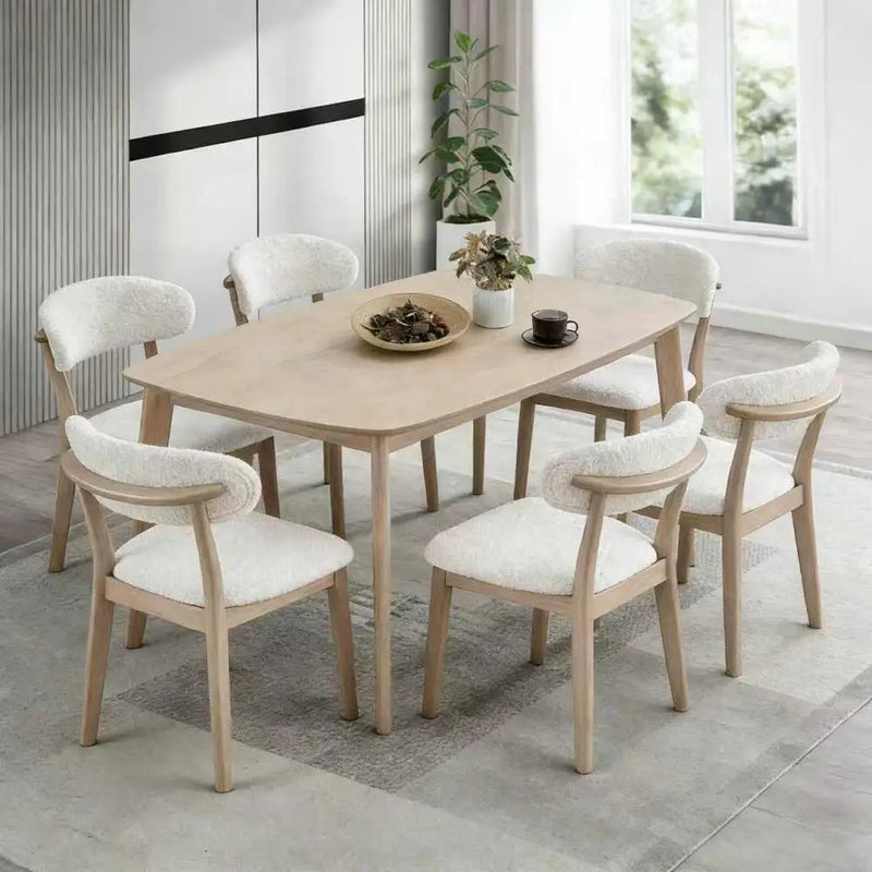 ACTU Scandinavian Dining Table Set with Upholstered Chairs for Small Spaces (Seats 4–6) by ACTU FURNITURE