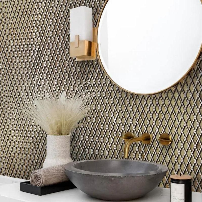 Gold 11x11 Glossy Diamond Glass Mosaic Tile (10 pack, 8.55 sq ft/case) by Apollo Tile