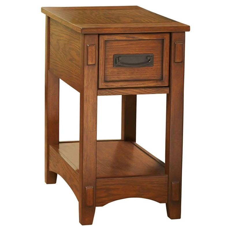 Mission Style 1-Drawer End Table Nightstand in Brown Wood Finish by HomePacific