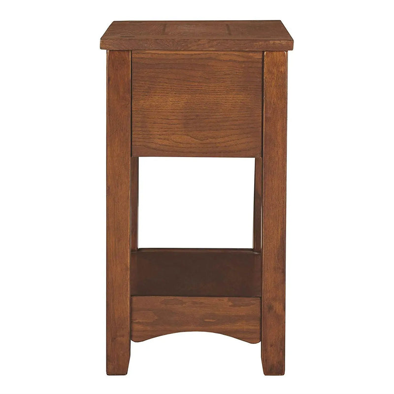 Mission Style 1-Drawer End Table Nightstand in Brown Wood Finish by HomePacific