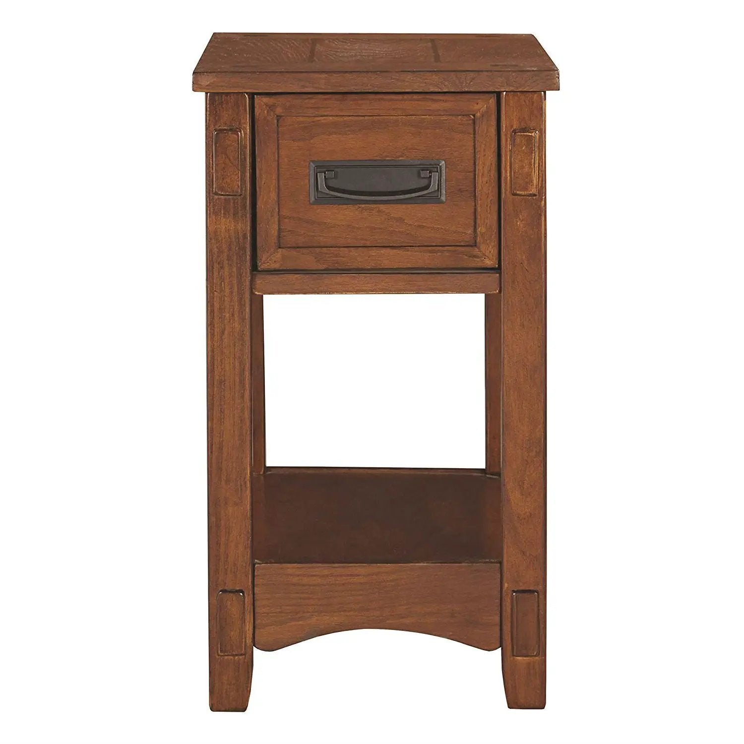 Mission Style 1-Drawer End Table Nightstand in Brown Wood Finish by HomePacific
