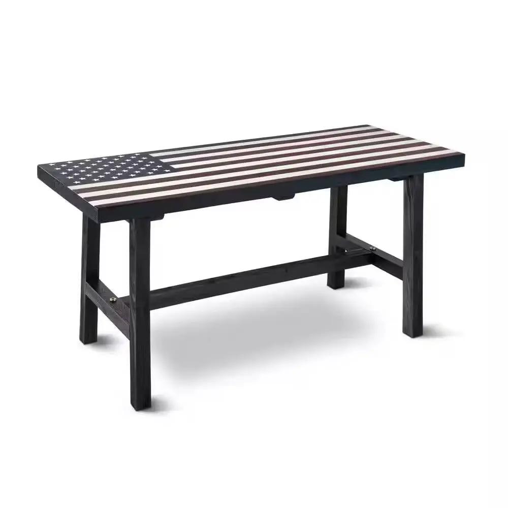 Outdoor Patio Backyard Garden Bench with American Flag Design by HomePacific