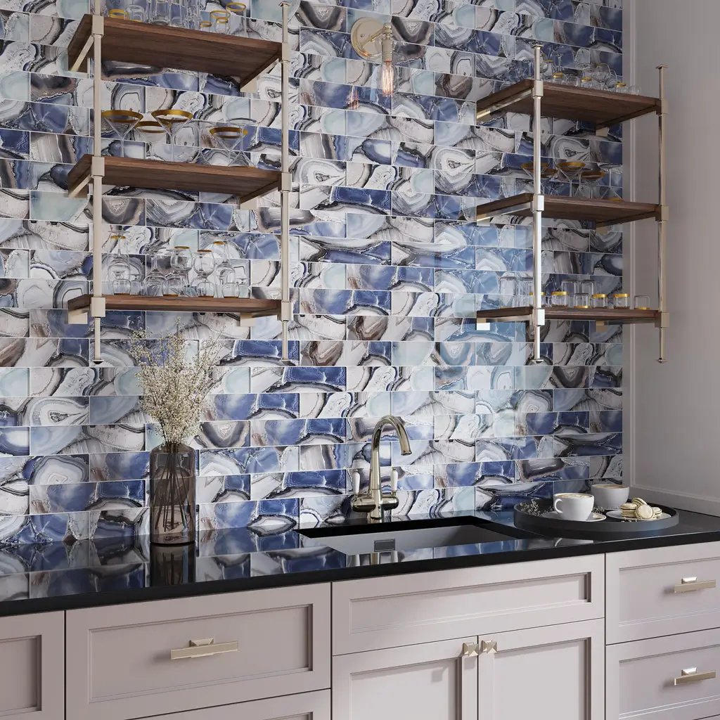 Sea Blue 3x12 Glossy Glass Subway Tile (20 pack, 5 sq ft/case) by Apollo Tile