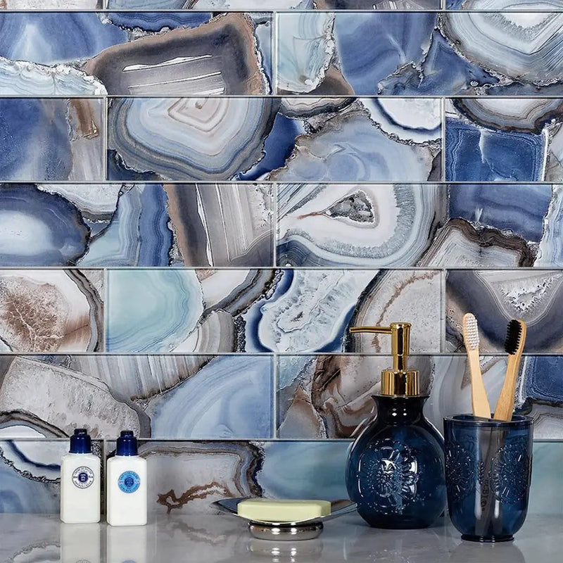 Sea Blue 3x12 Glossy Glass Subway Tile (20 pack, 5 sq ft/case) by Apollo Tile
