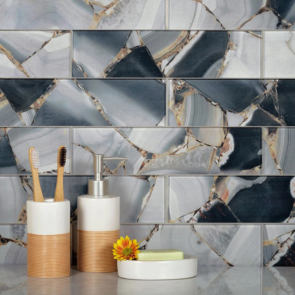 Gray 3x12 Glossy Glass Subway Tile (20 pack, 5 sq ft/case), photo 4 of 11