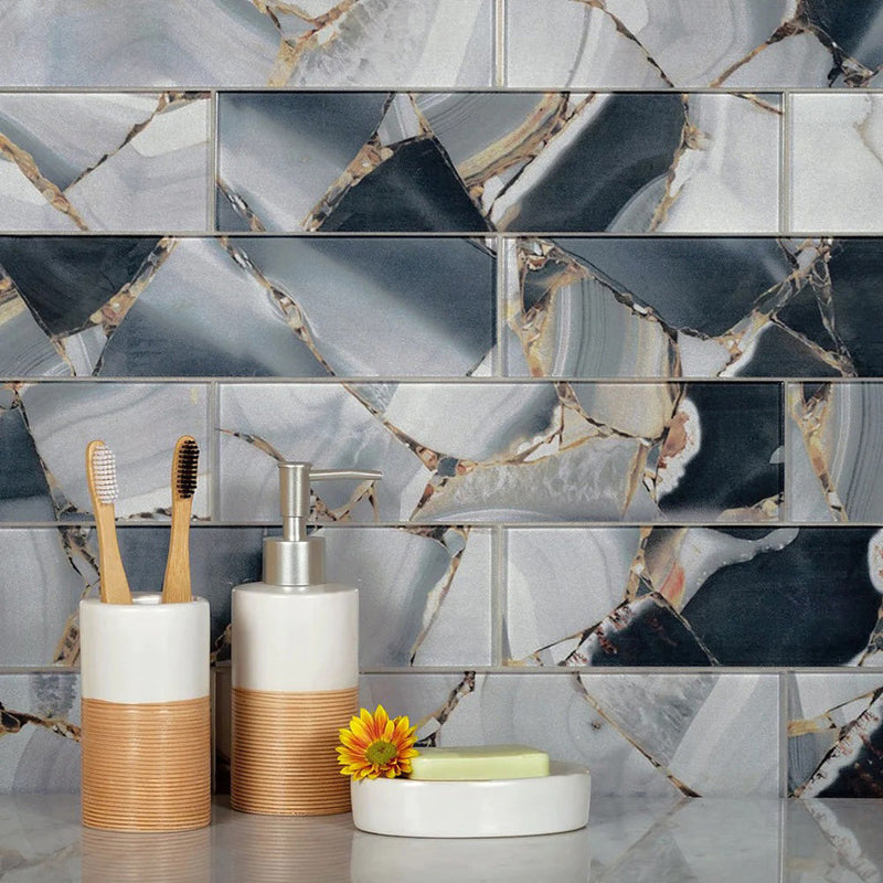 Gray 3x12 Glossy Glass Subway Tile (20 pack, 5 sq ft/case), photo 4 of 11