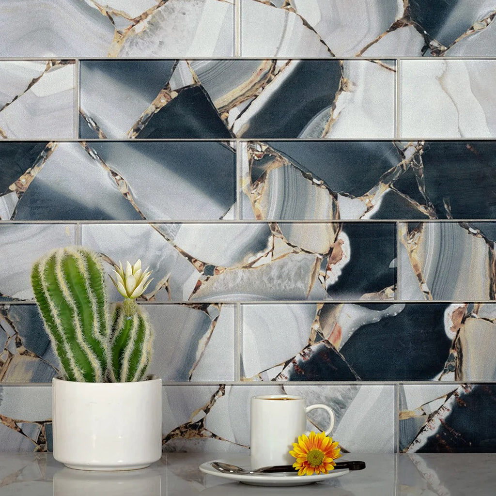 Gray 3x12 Glossy Glass Subway Tile (20 pack, 5 sq ft/case), photo 5 of 11