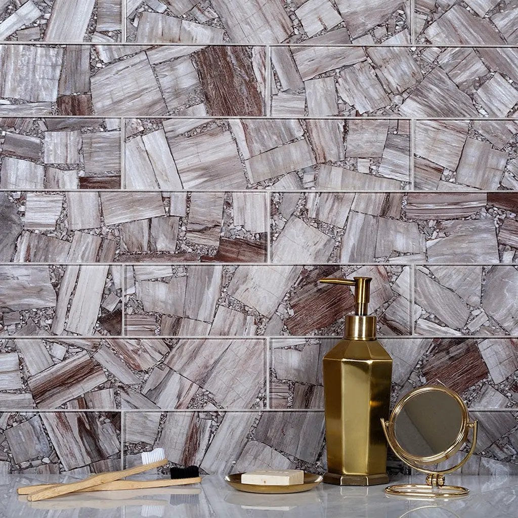 Brown 3x12 Glossy Glass Subway Tile (20 pack, 5 sq ft/case) by Apollo Tile