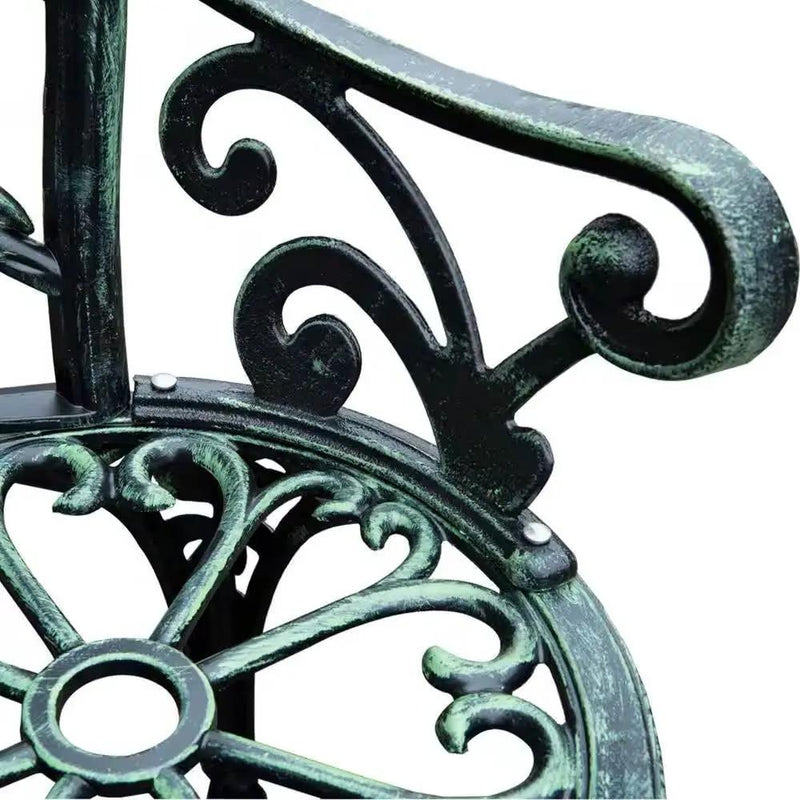 Outdoor Patio 40-inch Garden Bench with Backrest in Antique Green Metal Finish by HomePacific
