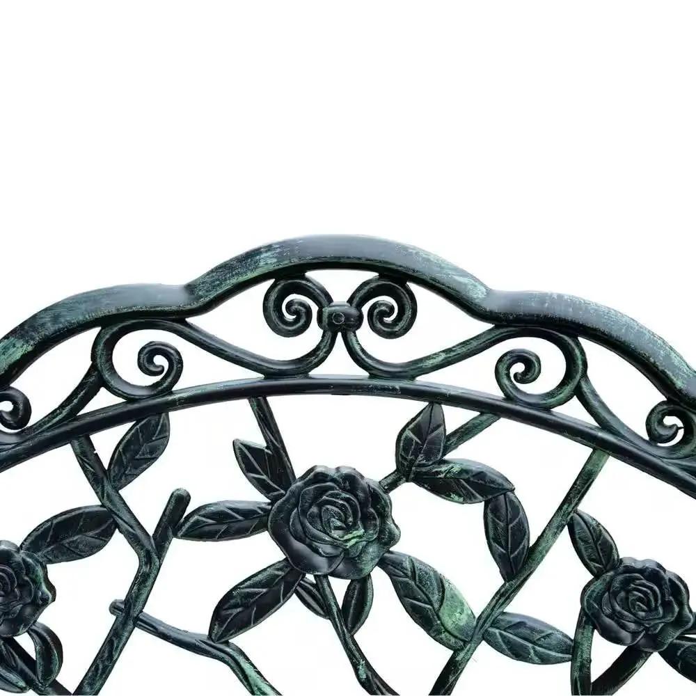 Outdoor Patio 40-inch Garden Bench with Backrest in Antique Green Metal Finish by HomePacific