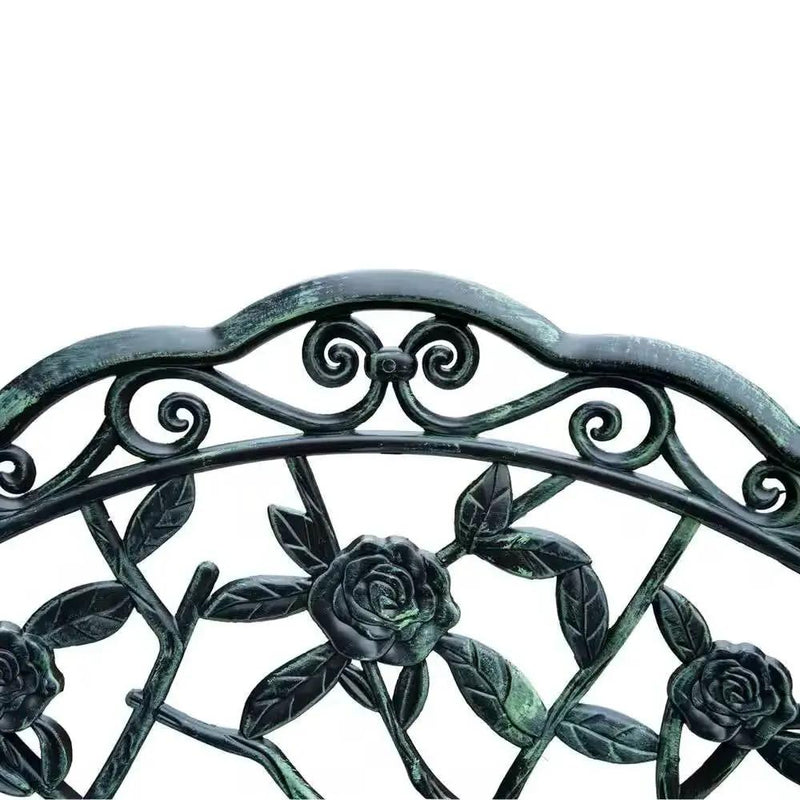 Outdoor Patio 40-inch Garden Bench with Backrest in Antique Green Metal Finish by HomePacific