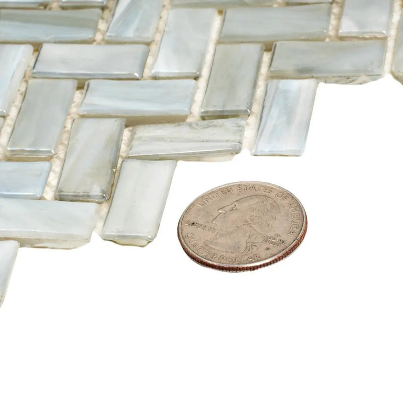 Beige 12x12 Glossy Herringbone Glass Mosaic Tile (10 pack, 9.75 sq ft/case) by Apollo Tile