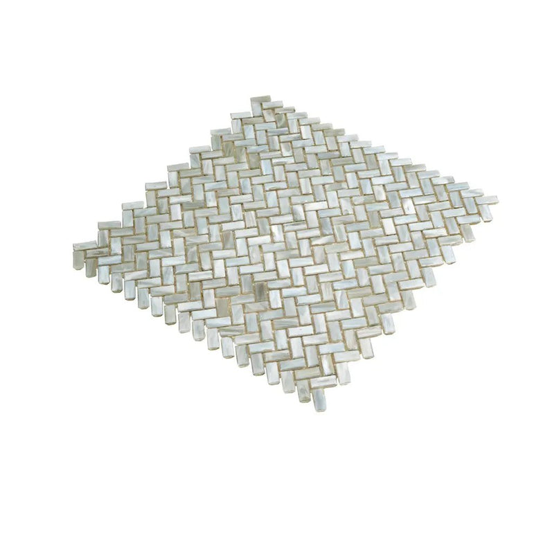 Beige 12x12 Glossy Herringbone Glass Mosaic Tile (10 pack, 9.75 sq ft/case) by Apollo Tile