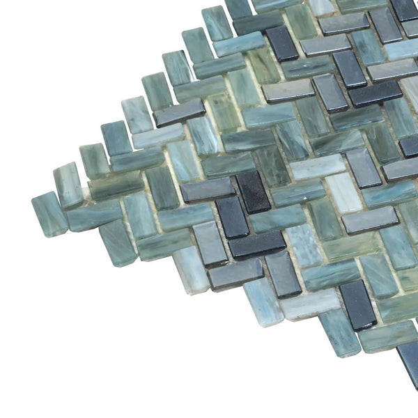 Gray Brown 12x12 Glossy Herringbone Glass Mosaic Tile (10 pack, 9.75 sq ft/case), photo 2 of 5