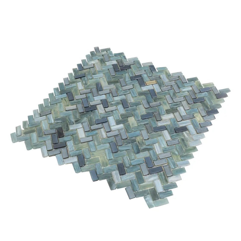 Gray Brown 12x12 Glossy Herringbone Glass Mosaic Tile (10 pack, 9.75 sq ft/case) by Apollo Tile