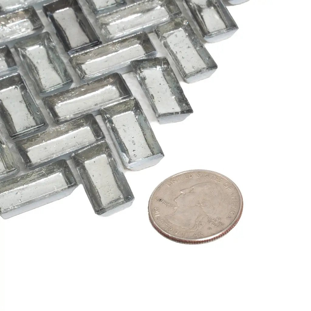 Silver 12x12 Glossy Herringbone Glass Mosaic Tile (10 pack, 9.75 sq ft/case) by Apollo Tile