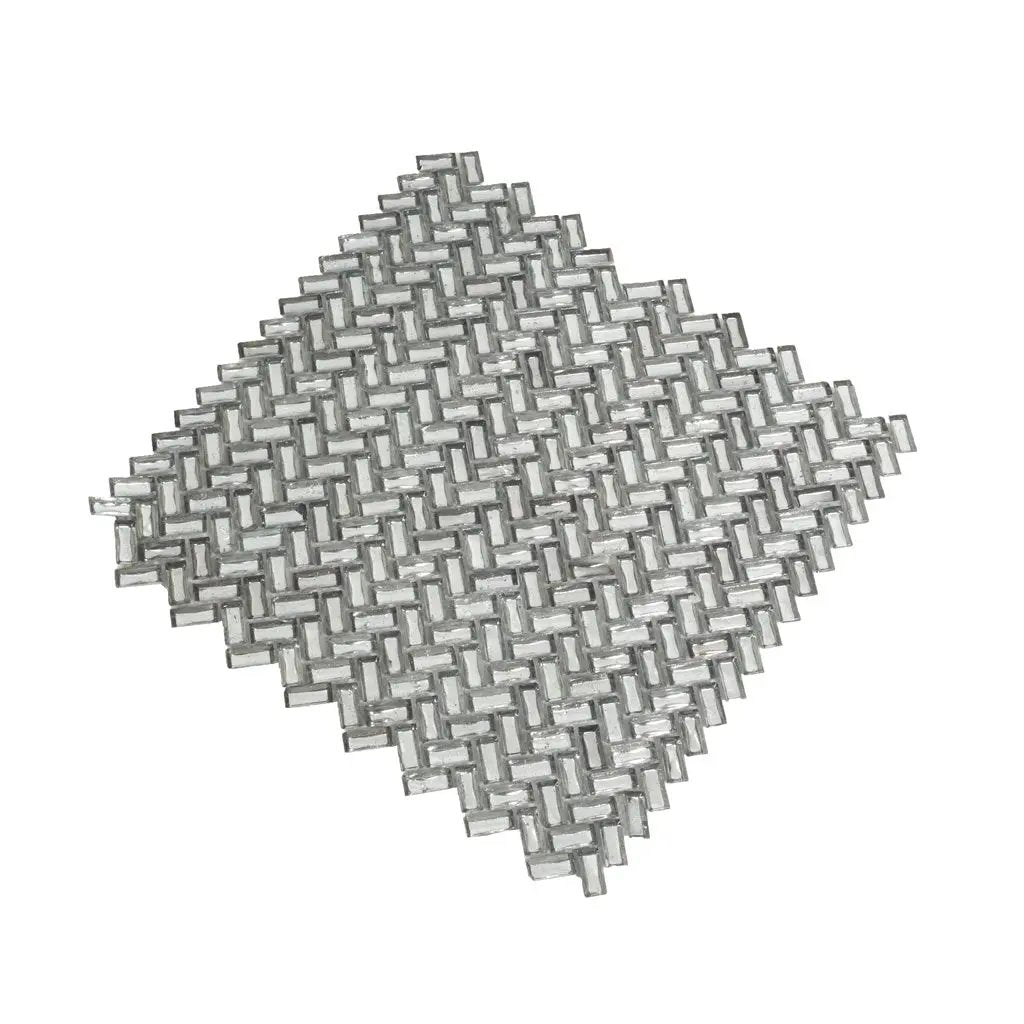 Silver 12x12 Glossy Herringbone Glass Mosaic Tile (10 pack, 9.75 sq ft/case) by Apollo Tile
