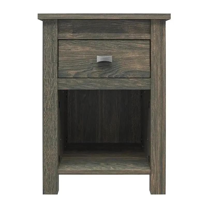 Farmhouse 1-Drawer Bedroom Nightstand with Open Shelf in Rustic Grey Oak by HomePacific