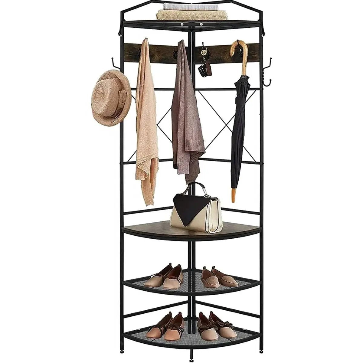 Modern Corner Entryway Hall Tree Shoe Storage Bench Coat Rack by HomePacific