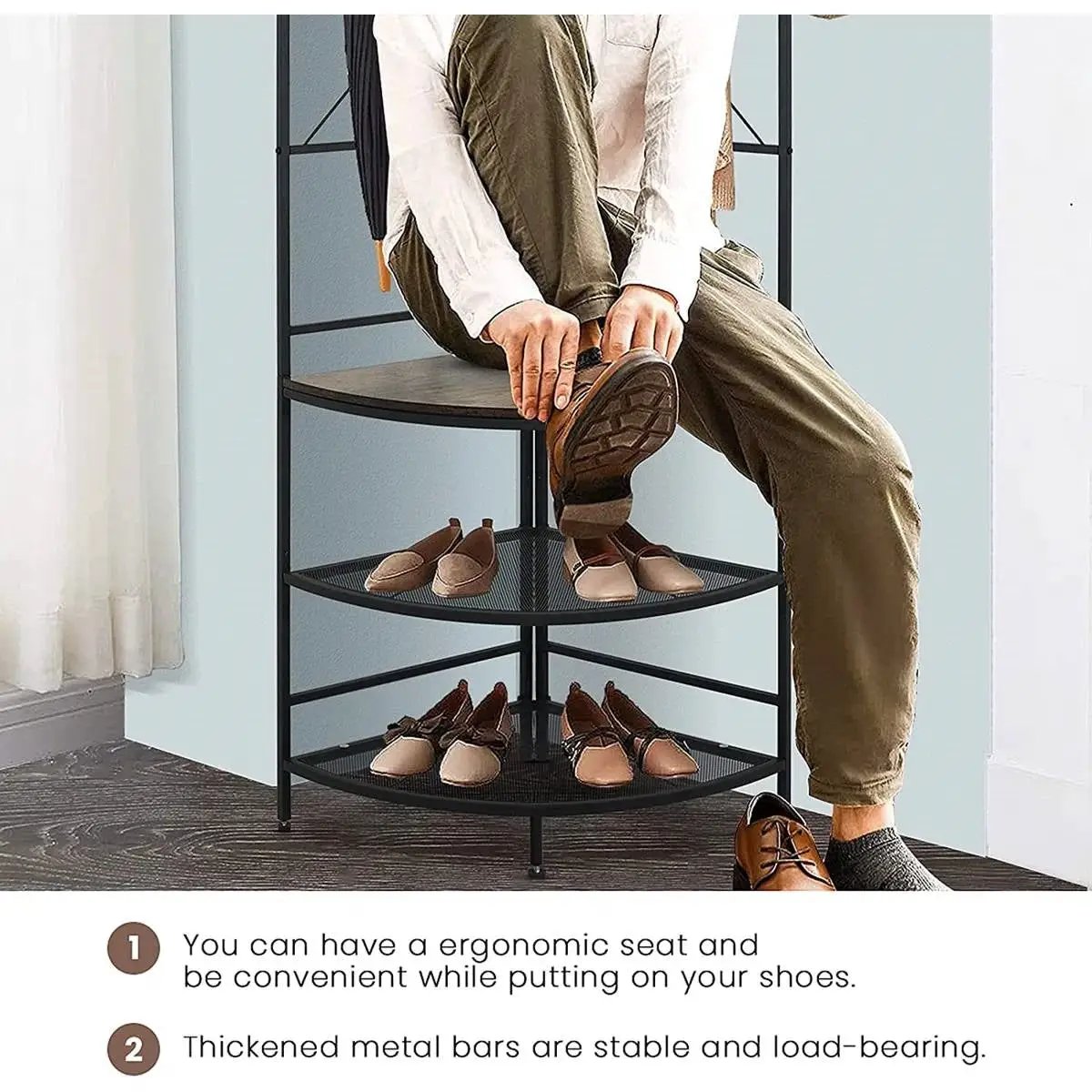 Modern Corner Entryway Hall Tree Shoe Storage Bench Coat Rack by HomePacific