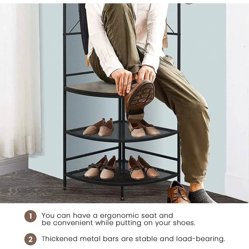 Modern Corner Entryway Hall Tree Shoe Storage Bench Coat Rack by HomePacific