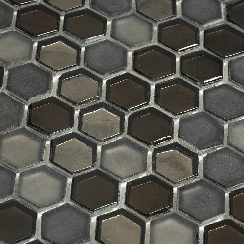 Gray 11x11 Glossy Matte Hexagon Glass Mosaic Tile (10 pack, 8.63 sq ft/case) by Apollo Tile