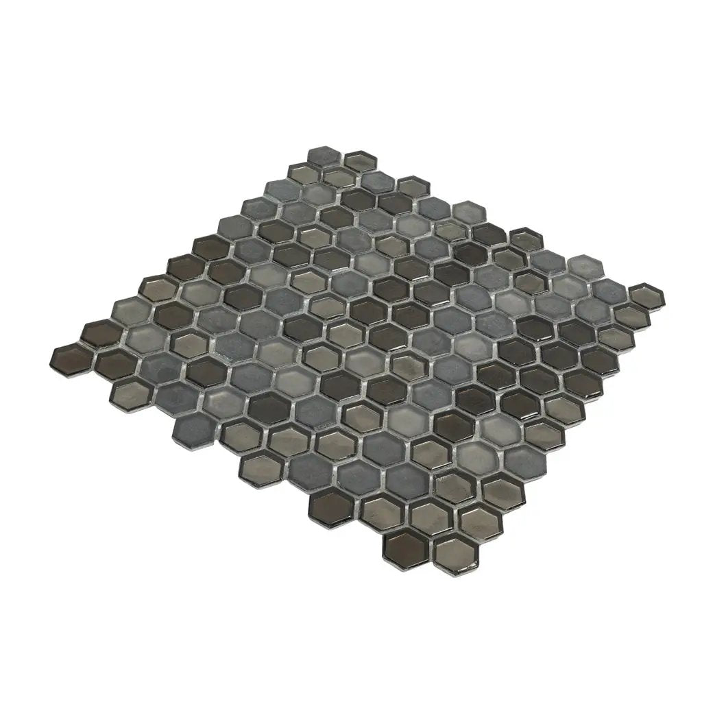 Gray 11x11 Glossy Matte Hexagon Glass Mosaic Tile (10 pack, 8.63 sq ft/case) by Apollo Tile