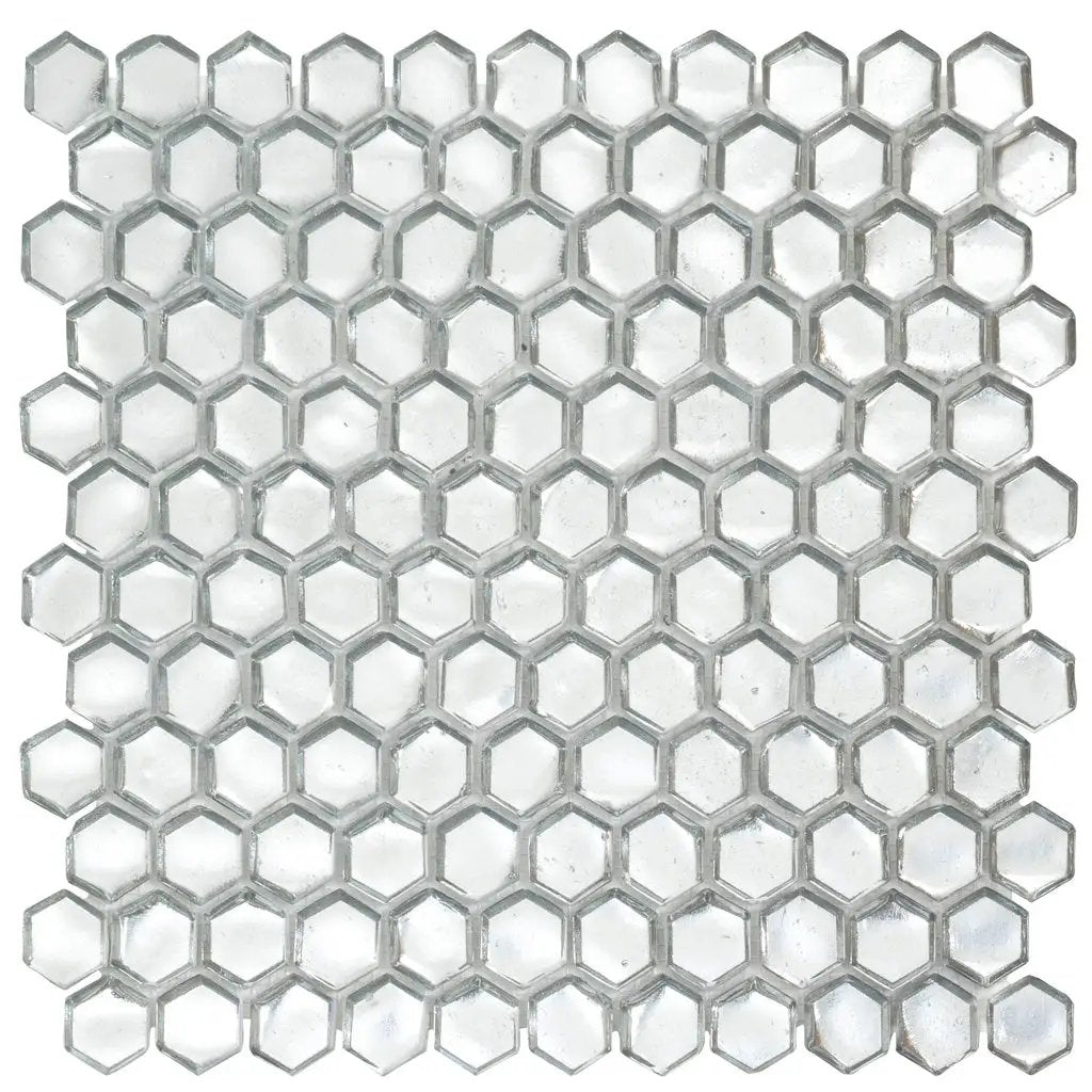 Silver 11x11 Glossy Hexagon Glass Mosaic Tile (10 pack, 8.63 sq ft/case) by Apollo Tile
