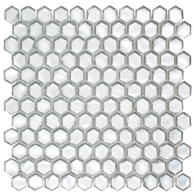 Silver 11x11 Glossy Hexagon Glass Mosaic Tile (10 pack, 8.63 sq ft/case) by Apollo Tile