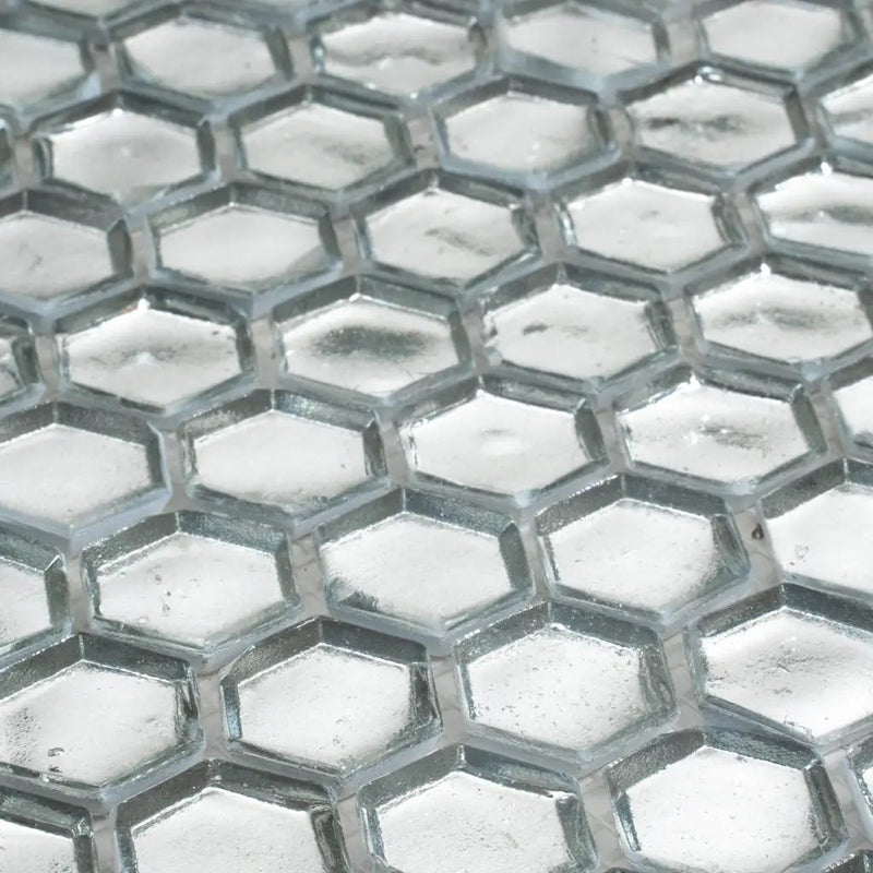 Silver 11x11 Glossy Hexagon Glass Mosaic Tile (10 pack, 8.63 sq ft/case) by Apollo Tile